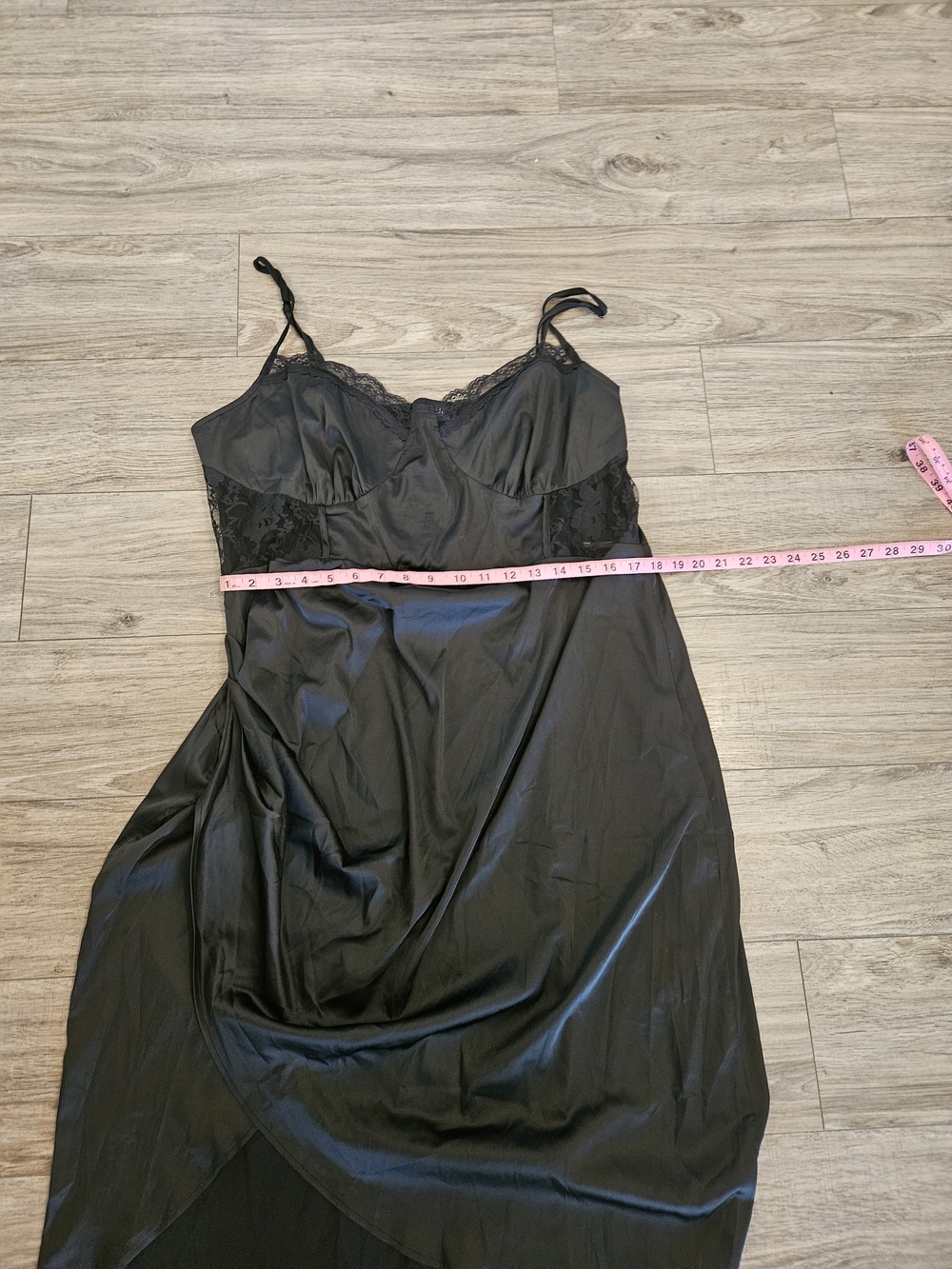 Cider Black Satin Lace-Trim Midi Dress - Picture 5 of 11